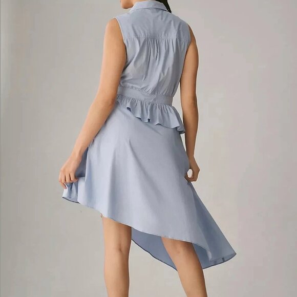 💙 Maeve by Anthropologie Asymmetrical Halter Midi Wrap Shirt Dress - Size 18W - Picture 2 of 12